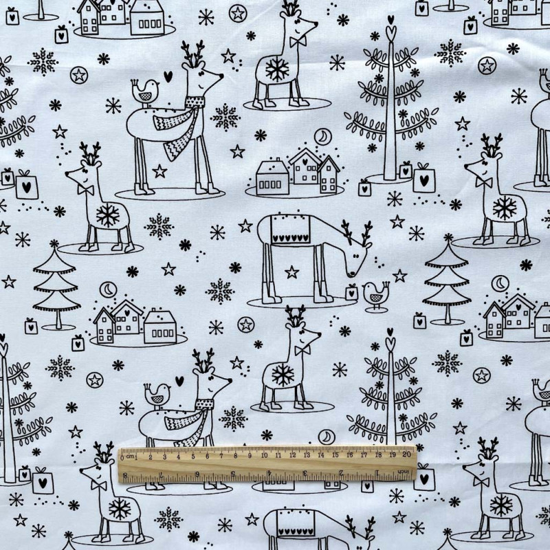 Printed Cotton HANSEN White / Black